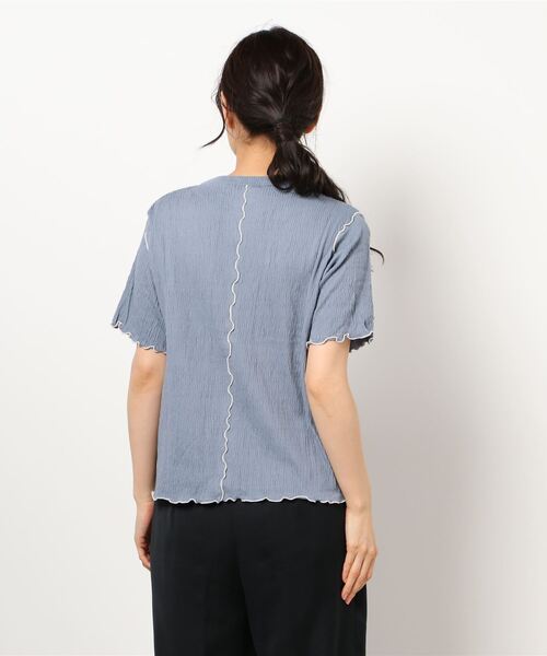 ehka sopo（エヘカソポ）の「配色メローカットソー（Tシャツ/カットソー・レディース・ラベンダー/ブルー/オフホワイト/ブラック・ﾌﾘ-）」の6枚目の写真