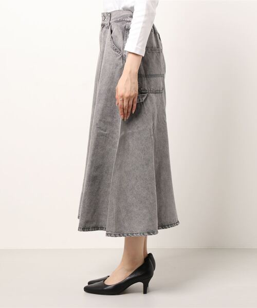 ems excite（エムズエキサイト）の「ペインターフレアスカート（スカート・レディース・ブラック/アイボリー/ケミカルウォッシュ/オレンジ・FREE）」の5枚目の写真