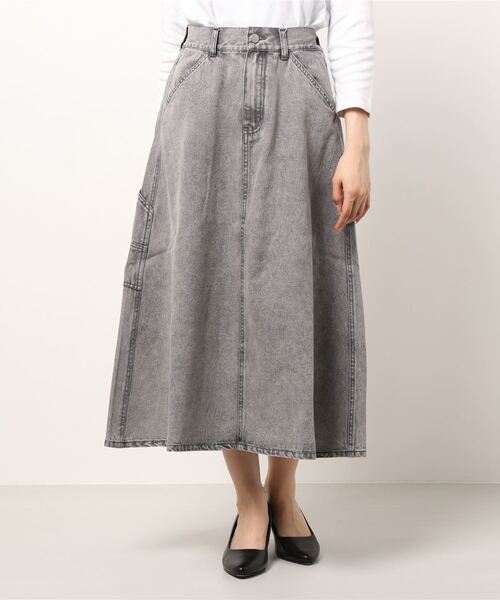 ems excite（エムズエキサイト）の「ペインターフレアスカート（スカート・レディース・ブラック/アイボリー/ケミカルウォッシュ/オレンジ・FREE）」の20枚目の写真