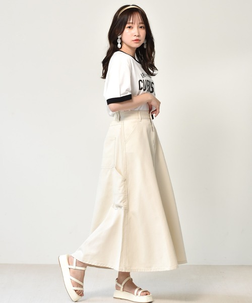 ems excite（エムズエキサイト）の「ペインターフレアスカート（スカート・レディース・ブラック/アイボリー/ケミカルウォッシュ/オレンジ・FREE）」の7枚目の写真