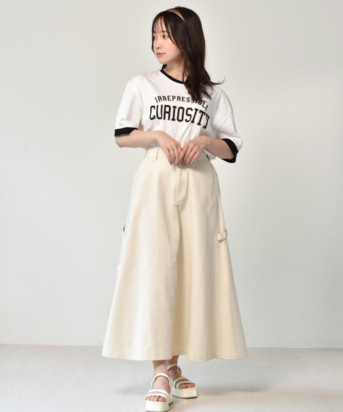 ems excite（エムズエキサイト）の「ペインターフレアスカート（スカート・レディース・ブラック/アイボリー/ケミカルウォッシュ/オレンジ・FREE）」の8枚目の写真