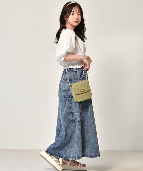 ems excite（エムズエキサイト）の「ペインターフレアスカート（スカート・レディース・ブラック/アイボリー/ケミカルウォッシュ/オレンジ・FREE）」の11枚目の写真