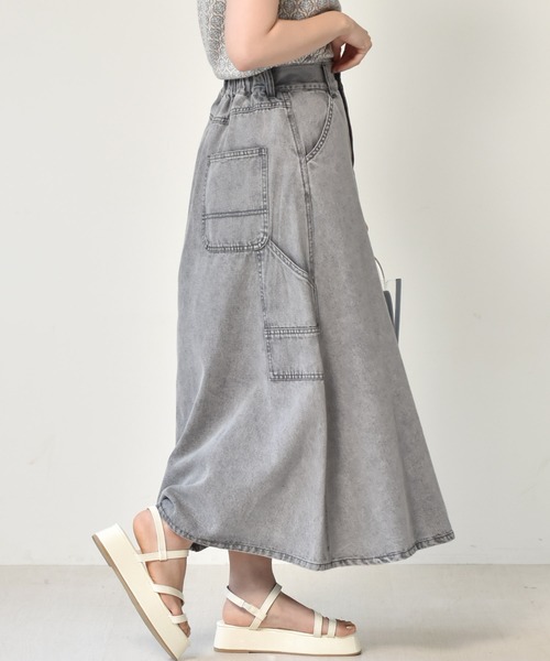 ems excite（エムズエキサイト）の「ペインターフレアスカート（スカート・レディース・ブラック/アイボリー/ケミカルウォッシュ/オレンジ・FREE）」の15枚目の写真