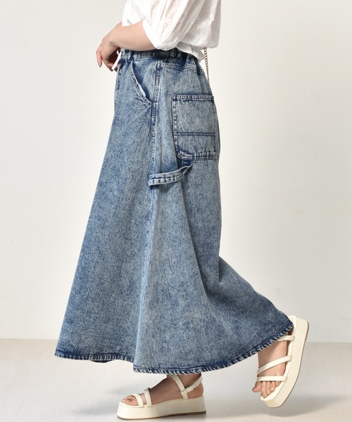 ems excite（エムズエキサイト）の「ペインターフレアスカート（スカート・レディース・ブラック/アイボリー/ケミカルウォッシュ/オレンジ・FREE）」の17枚目の写真