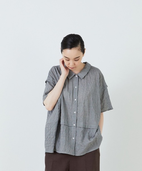 conges payes ADIEU TRISTESSE（コンジェ ペイエ アデュートリステス）の「ヨークデザインブラウス（シャツ/ブラウス・レディース・ブラック系その他/グリーン系その他/ブルー系その他・38）」の19枚目の写真