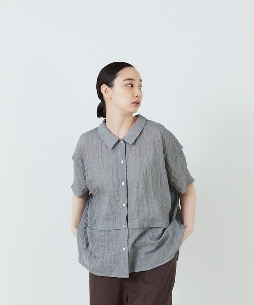 conges payes ADIEU TRISTESSE（コンジェ ペイエ アデュートリステス）の「ヨークデザインブラウス（シャツ/ブラウス・レディース・ブラック系その他/グリーン系その他/ブルー系その他・38）」の6枚目の写真