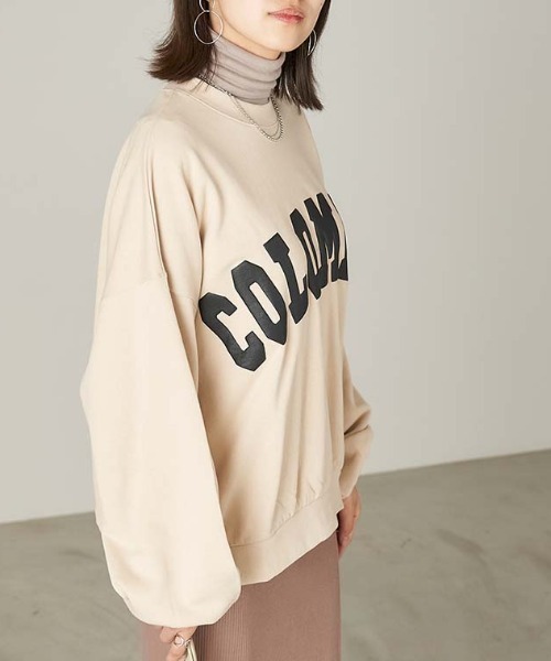 Chaco closet（チャコ クローゼット）の「"COLOMBIA"カレッジロゴ風ビッグシルエットスウェット（スウェット・レディース・ベージュ/ネイビー/カーキ・FREE）」の5枚目の写真