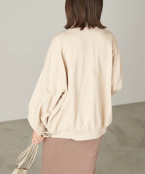 Chaco closet（チャコ クローゼット）の「"COLOMBIA"カレッジロゴ風ビッグシルエットスウェット（スウェット・レディース・ベージュ/ネイビー/カーキ・FREE）」の6枚目の写真