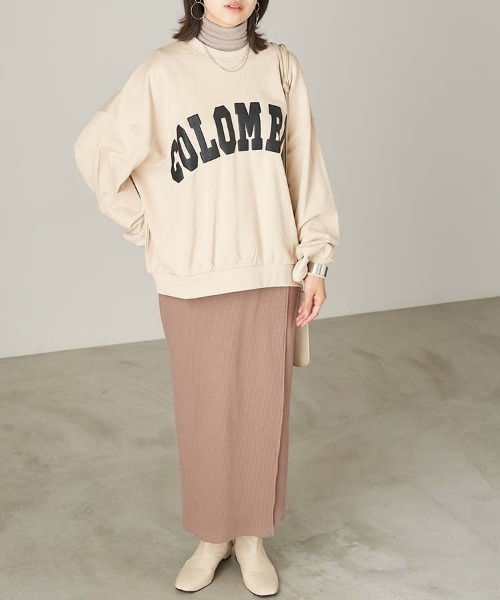 Chaco closet（チャコ クローゼット）の「"COLOMBIA"カレッジロゴ風ビッグシルエットスウェット（スウェット・レディース・ベージュ/ネイビー/カーキ・FREE）」の7枚目の写真