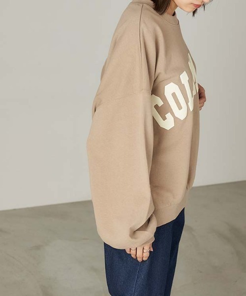 Chaco closet（チャコ クローゼット）の「"COLOMBIA"カレッジロゴ風ビッグシルエットスウェット（スウェット・レディース・ベージュ/ネイビー/カーキ・FREE）」の10枚目の写真