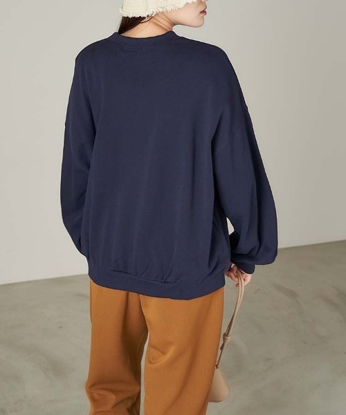 Chaco closet（チャコ クローゼット）の「"COLOMBIA"カレッジロゴ風ビッグシルエットスウェット（スウェット・レディース・ベージュ/ネイビー/カーキ・FREE）」の16枚目の写真