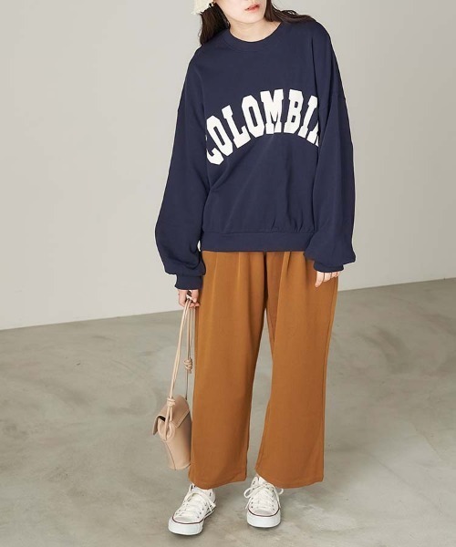 Chaco closet（チャコ クローゼット）の「"COLOMBIA"カレッジロゴ風ビッグシルエットスウェット（スウェット・レディース・ベージュ/ネイビー/カーキ・FREE）」の17枚目の写真