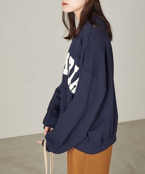 Chaco closet（チャコ クローゼット）の「"COLOMBIA"カレッジロゴ風ビッグシルエットスウェット（スウェット・レディース・ベージュ/ネイビー/カーキ・FREE）」の15枚目の写真