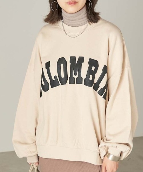 Chaco closet（チャコ クローゼット）の「"COLOMBIA"カレッジロゴ風ビッグシルエットスウェット（スウェット・レディース・ベージュ/ネイビー/カーキ・FREE）」の4枚目の写真