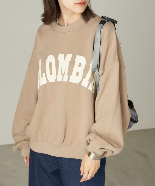 Chaco closet（チャコ クローゼット）の「"COLOMBIA"カレッジロゴ風ビッグシルエットスウェット（スウェット・レディース・ベージュ/ネイビー/カーキ・FREE）」の9枚目の写真