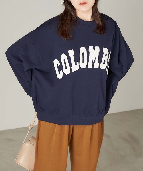 Chaco closet（チャコ クローゼット）の「"COLOMBIA"カレッジロゴ風ビッグシルエットスウェット（スウェット・レディース・ベージュ/ネイビー/カーキ・FREE）」の14枚目の写真