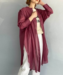 LUGIVA | スリット入り綿麻ロングシャツ(シャツ/ブラウス)