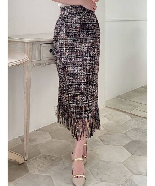 RESEXXY(リゼクシー)の「ツイードフリンジスカート(スカート・レディース・ブラック/ブラウン・FREE)」の2枚目の写真