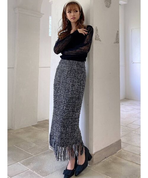 RESEXXY(リゼクシー)の「ツイードフリンジスカート(スカート・レディース・ブラック/ブラウン・FREE)」の11枚目の写真