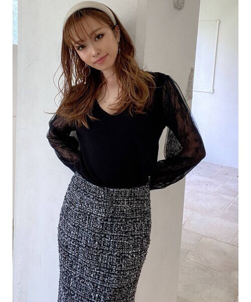RESEXXY(リゼクシー)の「ツイードフリンジスカート(スカート・レディース・ブラック/ブラウン・FREE)」の12枚目の写真
