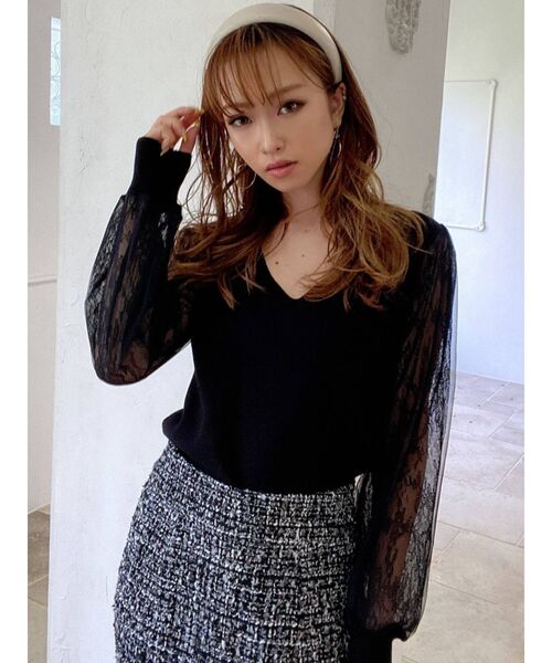 RESEXXY(リゼクシー)の「ツイードフリンジスカート(スカート・レディース・ブラック/ブラウン・FREE)」の14枚目の写真