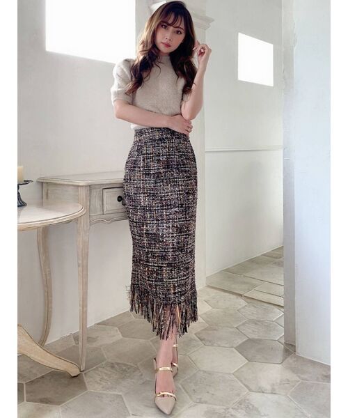RESEXXY(リゼクシー)の「ツイードフリンジスカート(スカート・レディース・ブラック/ブラウン・FREE)」の16枚目の写真