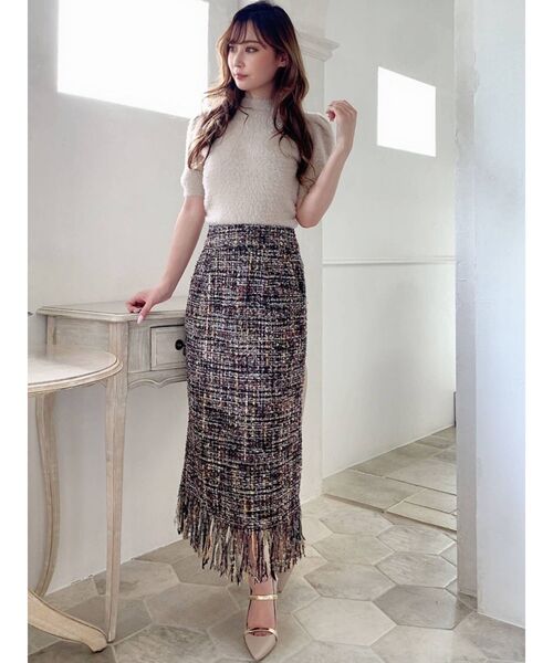RESEXXY(リゼクシー)の「ツイードフリンジスカート(スカート・レディース・ブラック/ブラウン・FREE)」の17枚目の写真