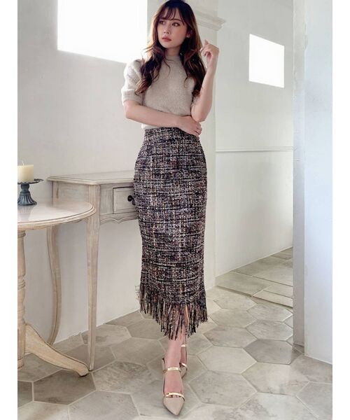 RESEXXY(リゼクシー)の「ツイードフリンジスカート(スカート・レディース・ブラック/ブラウン・FREE)」の18枚目の写真