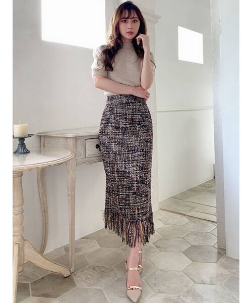 RESEXXY(リゼクシー)の「ツイードフリンジスカート(スカート・レディース・ブラック/ブラウン・FREE)」の20枚目の写真