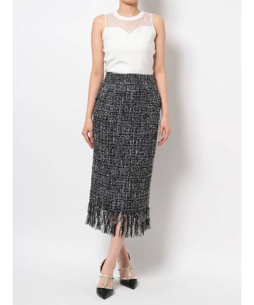 RESEXXY(リゼクシー)の「ツイードフリンジスカート(スカート・レディース・ブラック/ブラウン・FREE)」の3枚目の写真