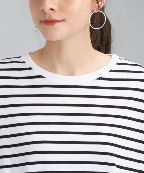 green label relaxing(グリーンレーベルリラクシング)の「スソ ラウンド テール ロングスリーブ プルオーバー カットソー Tシャツ ボーダー(Tシャツ/カットソー・レディース・ホワイト/ブラック/その他1/モカ・FREE)」の8枚目の写真