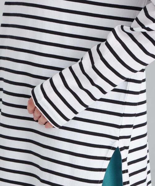 green label relaxing(グリーンレーベルリラクシング)の「スソ ラウンド テール ロングスリーブ プルオーバー カットソー Tシャツ ボーダー(Tシャツ/カットソー・レディース・ホワイト/ブラック/その他1/モカ・FREE)」の9枚目の写真