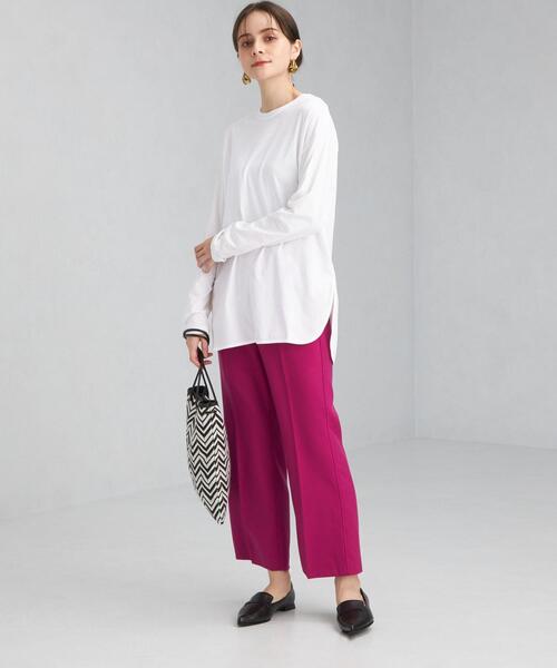 green label relaxing(グリーンレーベルリラクシング)の「スソ ラウンド テール ロングスリーブ プルオーバー カットソー Tシャツ ボーダー(Tシャツ/カットソー・レディース・ホワイト/ブラック/その他1/モカ・FREE)」の14枚目の写真