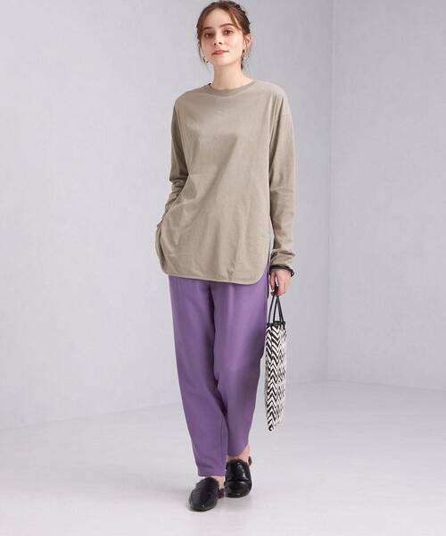 green label relaxing(グリーンレーベルリラクシング)の「スソ ラウンド テール ロングスリーブ プルオーバー カットソー Tシャツ ボーダー(Tシャツ/カットソー・レディース・ホワイト/ブラック/その他1/モカ・FREE)」の15枚目の写真