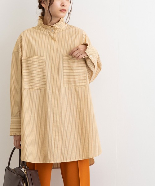 POU DOU DOU（プードゥドゥ）の「フリルスタンドカラーチュニックシャツ（シャツ/ブラウス・レディース・オフホワイト/イエロー/ブルー・3）」の6枚目の写真