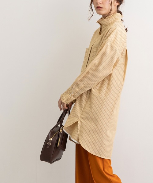 POU DOU DOU（プードゥドゥ）の「フリルスタンドカラーチュニックシャツ（シャツ/ブラウス・レディース・オフホワイト/イエロー/ブルー・3）」の7枚目の写真