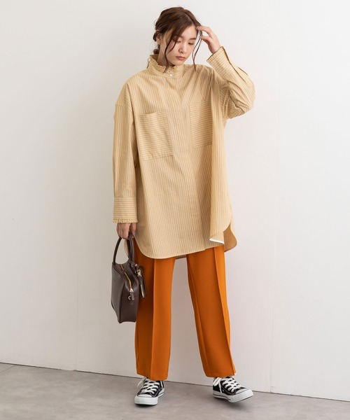 POU DOU DOU（プードゥドゥ）の「フリルスタンドカラーチュニックシャツ（シャツ/ブラウス・レディース・オフホワイト/イエロー/ブルー・3）」の10枚目の写真