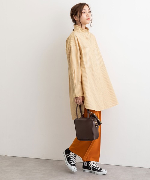 POU DOU DOU（プードゥドゥ）の「フリルスタンドカラーチュニックシャツ（シャツ/ブラウス・レディース・オフホワイト/イエロー/ブルー・3）」の12枚目の写真