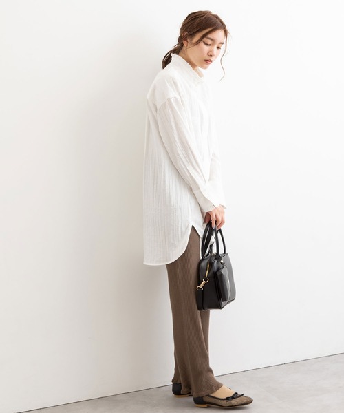 POU DOU DOU（プードゥドゥ）の「フリルスタンドカラーチュニックシャツ（シャツ/ブラウス・レディース・オフホワイト/イエロー/ブルー・3）」の21枚目の写真