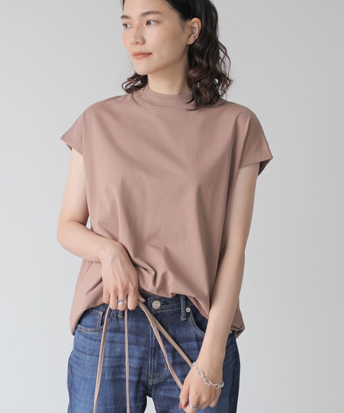 AMERICAN HOLIC（アメリカンホリック）の「フレンチスリーブモックネックカットプルオーバー（Tシャツ/カットソー・レディース・オフホワイト/その他7/ブラック/キャメル/カーキ・M/L/S）」の4枚目の写真