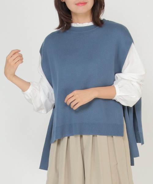 ikka（イッカ）の「サイドリボンハイネックベスト（ベスト・レディース・チャコールグレー/スカイブルー/ブラック/ベージュ・M/L）」の4枚目の写真