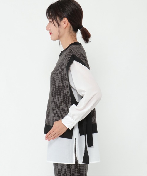 ikka（イッカ）の「サイドリボンハイネックベスト（ベスト・レディース・チャコールグレー/スカイブルー/ブラック/ベージュ・M/L）」の17枚目の写真