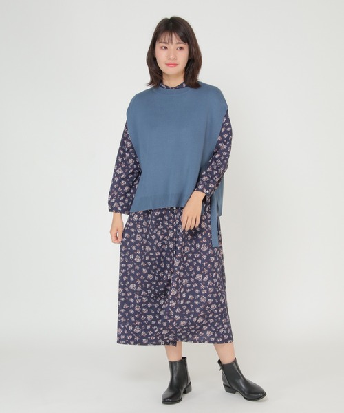 ikka（イッカ）の「サイドリボンハイネックベスト（ベスト・レディース・チャコールグレー/スカイブルー/ブラック/ベージュ・M/L）」の7枚目の写真