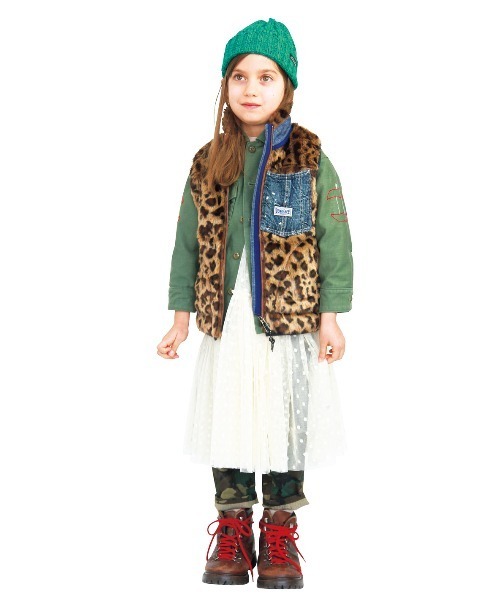 DENIM DUNGAREE デニム＆ダンガリー ヒョウガラボア ベスト DENIM DUNGAREE（デニムダンガリー）の「ヒョウ柄ボア ベスト（その他