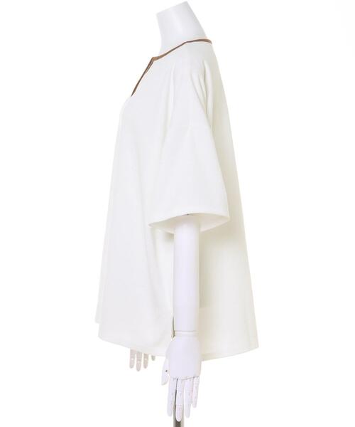 MLI'A（エムリア）の「配色キーネックカットトップス（Tシャツ/カットソー・レディース・ブラック/オフホワイト/モカ・M）」の5枚目の写真