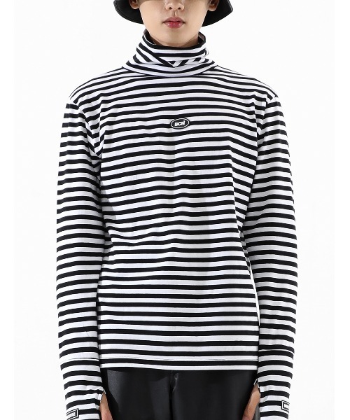 BASIC COTTON（ベーシックコットン）の「A'GEM/9 × .kom『BASIC COTTON/ベーシックコットン』BCN warmer pola/ベーシック ウォーマー ポーラ タートルネック（Tシャツ/カットソー・メンズ・ホワイト/ブラック/A・FREE）」の3枚目の写真