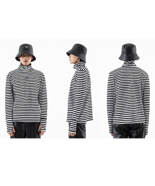 BASIC COTTON（ベーシックコットン）の「A'GEM/9 × .kom『BASIC COTTON/ベーシックコットン』BCN warmer pola/ベーシック ウォーマー ポーラ タートルネック（Tシャツ/カットソー・メンズ・ホワイト/ブラック/A・FREE）」の18枚目の写真