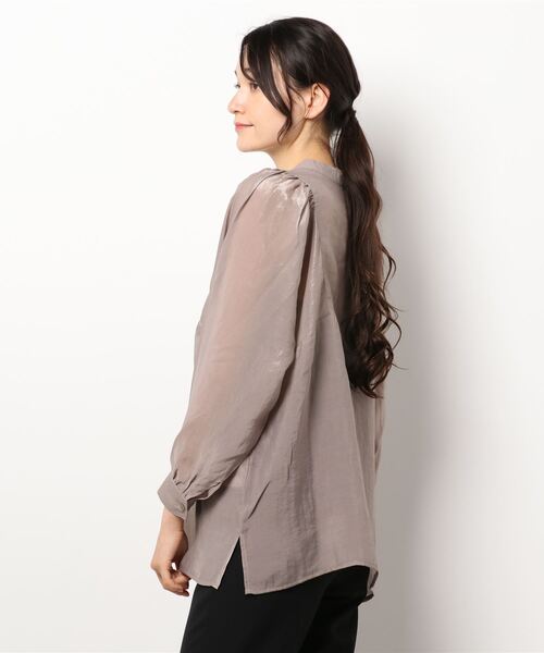 mysty woman（ミスティウーマン）の「シャイニー2WAYチュニックブラウス 219398（シャツ/ブラウス・レディース・アイボリー/チャコール/ダークオレンジ・FREE）」の14枚目の写真