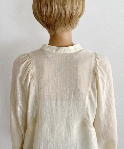 mysty woman（ミスティウーマン）の「シャイニー2WAYチュニックブラウス 219398（シャツ/ブラウス・レディース・アイボリー/チャコール/ダークオレンジ・FREE）」の10枚目の写真