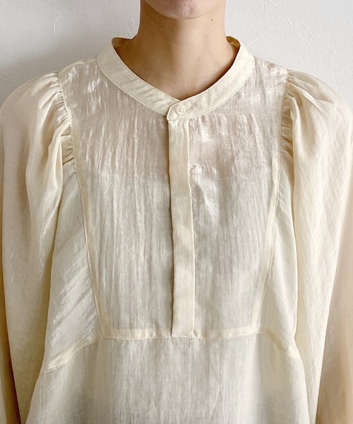 mysty woman（ミスティウーマン）の「シャイニー2WAYチュニックブラウス 219398（シャツ/ブラウス・レディース・アイボリー/チャコール/ダークオレンジ・FREE）」の11枚目の写真